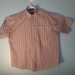 SUN SALE   Damon Mens XLT Multi Plaid Button Down Short Sleeve Cotton Blend
